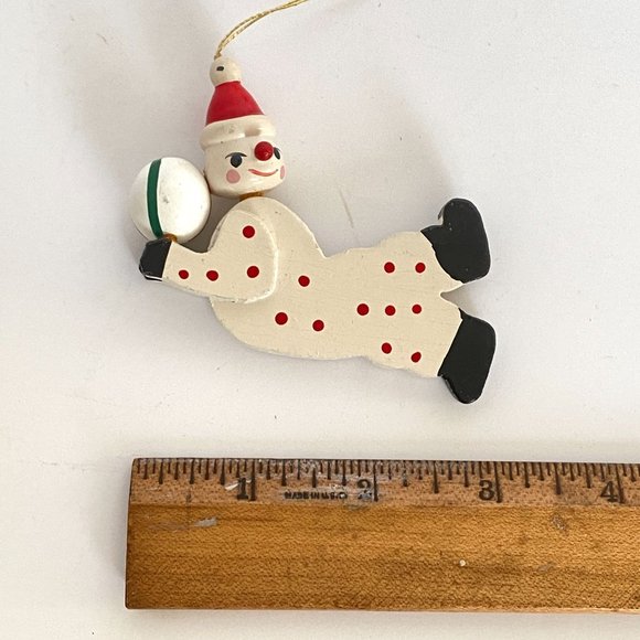 Retro Wood Christmas Ornaments Hand Painted Clown Horse Drummer Circus Set of 3 - Picture 5 of 12